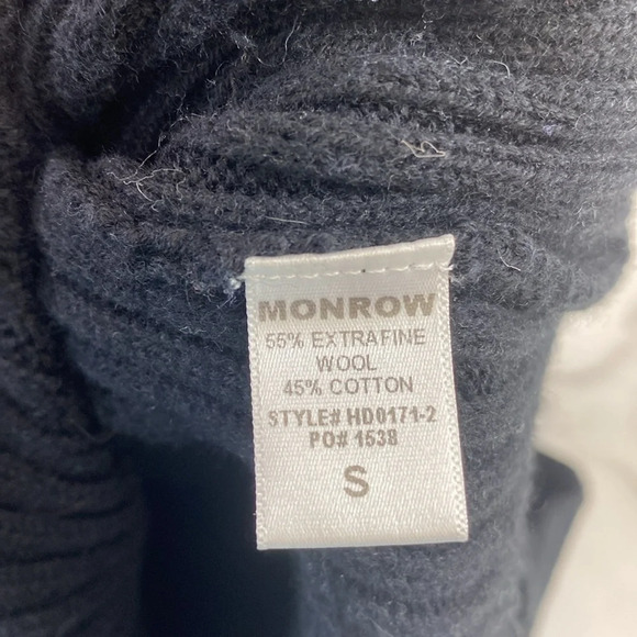 Monrow Elbow Slash Sweater Dress Womens Size Small Black Wool Cotton Ribbed Knit - Picture 10 of 12